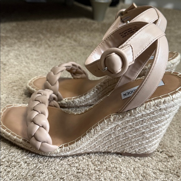 Steve Madden Nude Braided Wedge Sandals - Picture 1 of 6